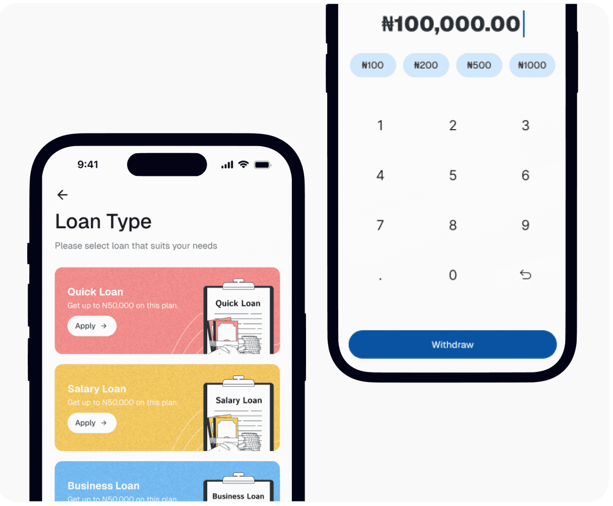 Loan Types on Mulligan Finance App